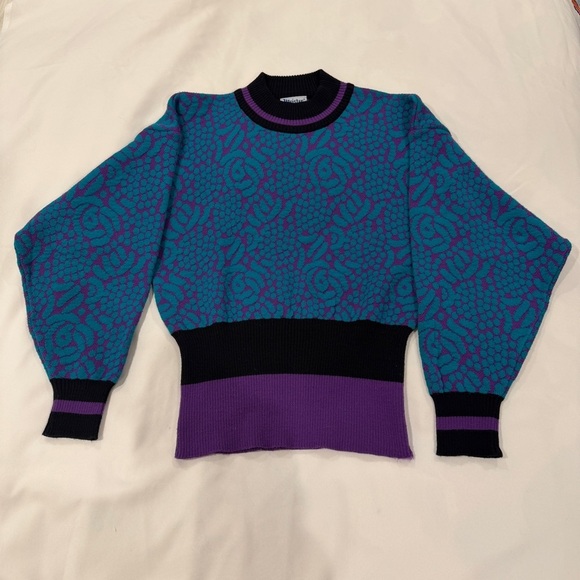 Meister Sweaters - Vintage Meister Sweater - Teal, Purple and Black Woman’s size M